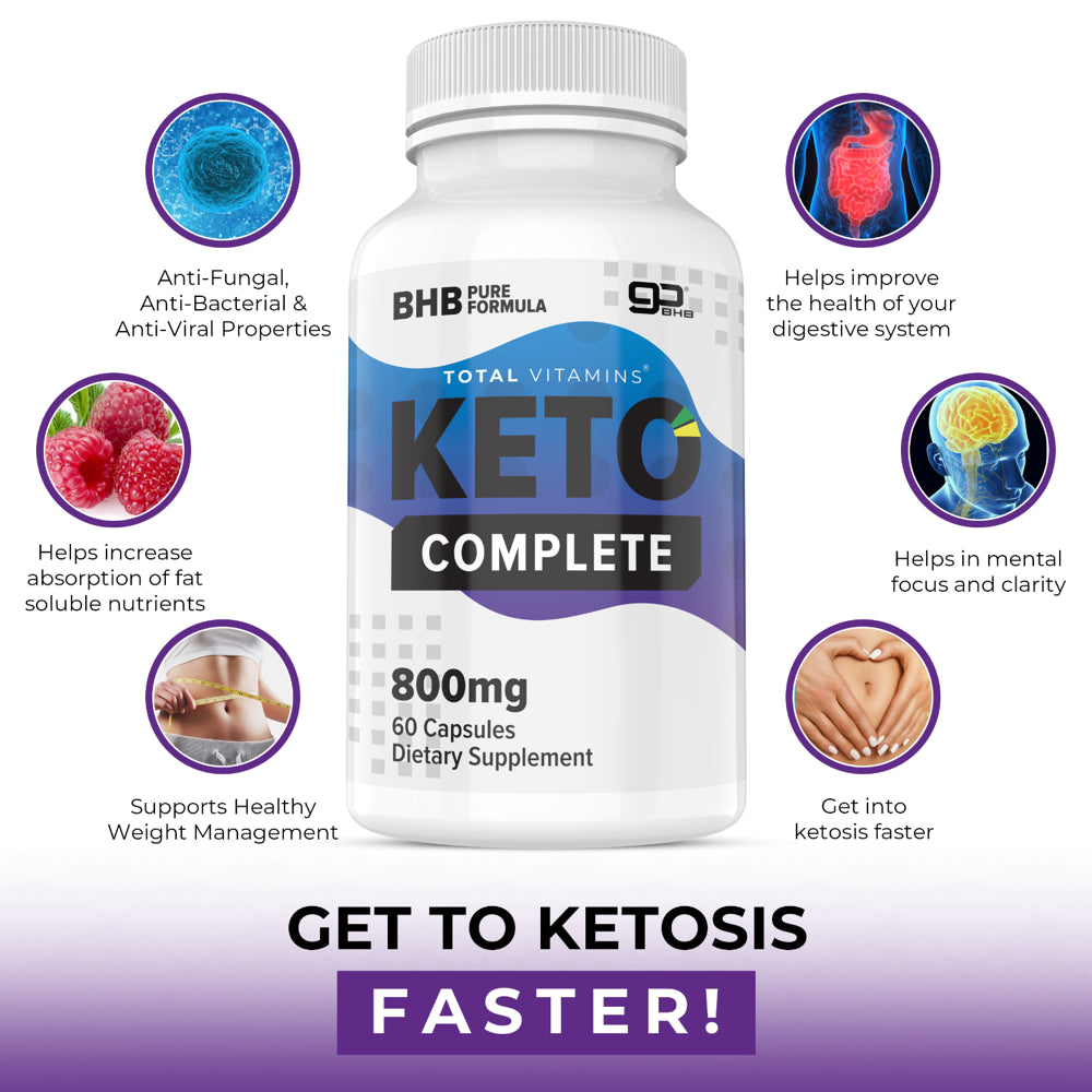 Keto Complete Diet Pills 800Mg BHB Exogenous Ketones 360 Fat Burner Weight Loss - 60 Capsules