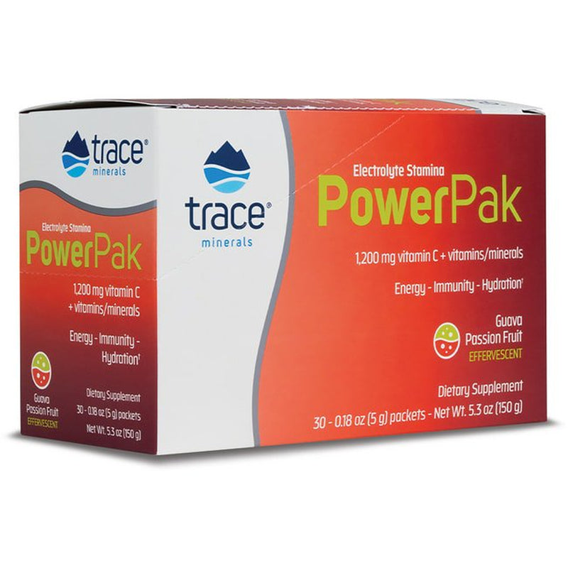 Trace Minerals | Power Pak Electrolyte Powder | Calories | Unisex I Guava Passionfruit I 30Packets