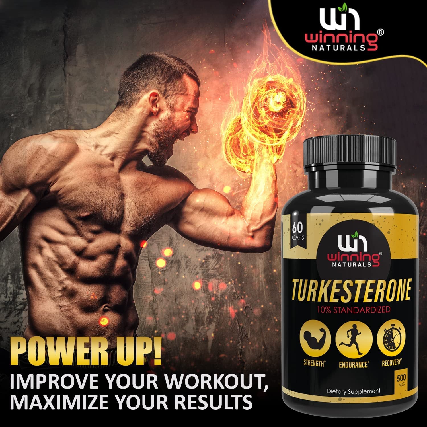 Turkesterone Supplement 500 Mg, Ajuga Turkestanica Extract Std. to 10% Turkesterone Max Strength- Similar to Ecdysterone; Natural Anabolic Agent; Supports Muscle Growth, Muscle/Exercise Recovery