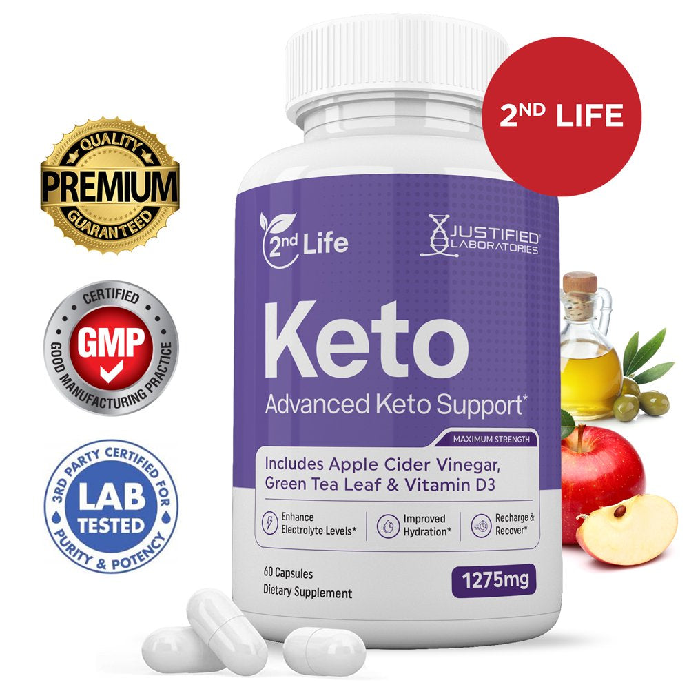 2Nd Life Keto ACV Pills 1275Mg Alternative to Gummies Dietary Supplement 60 Capsules