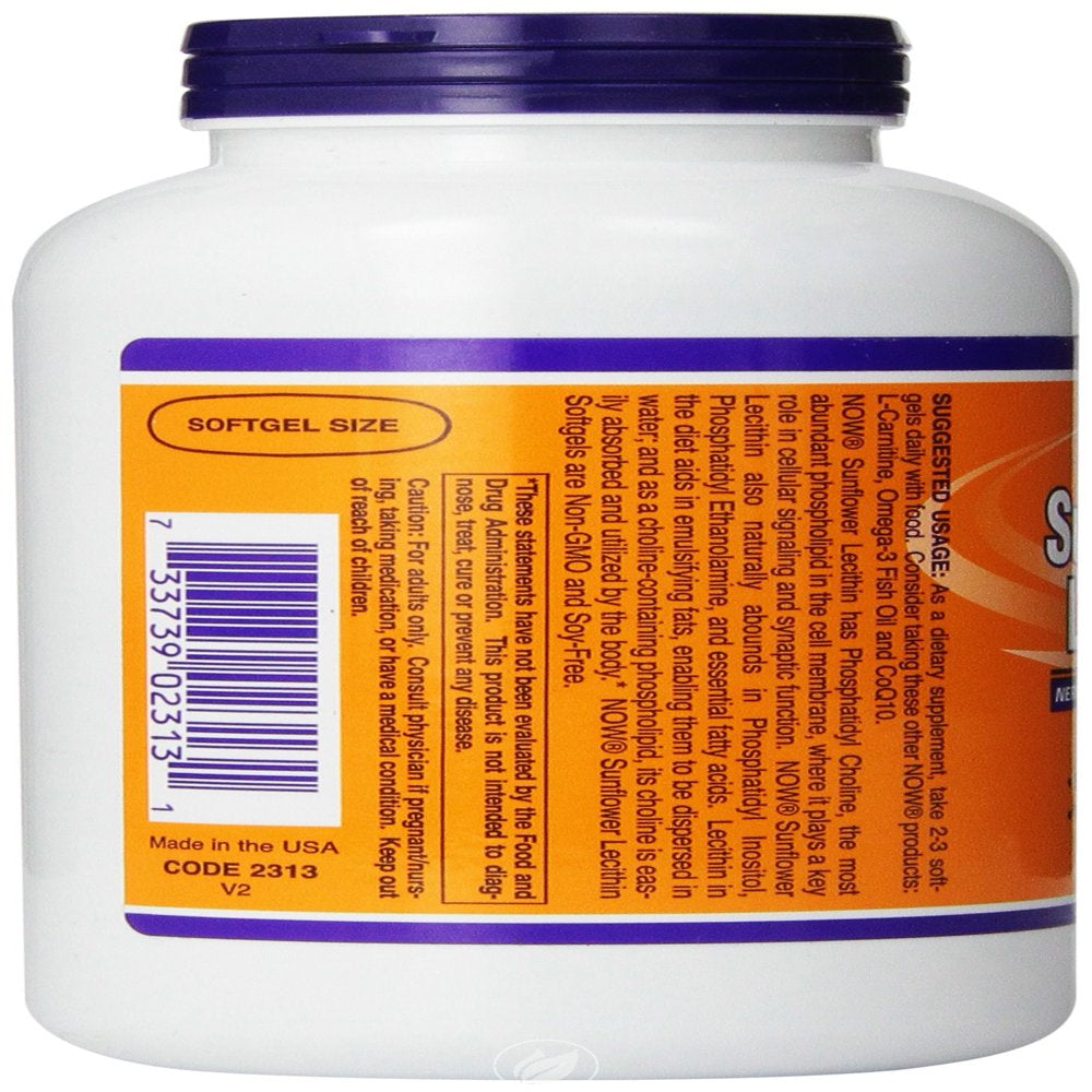 Now Foods Sunflower Lecithin 1200 Mg Soy-Free, Non-Gmo - 200 Softgels