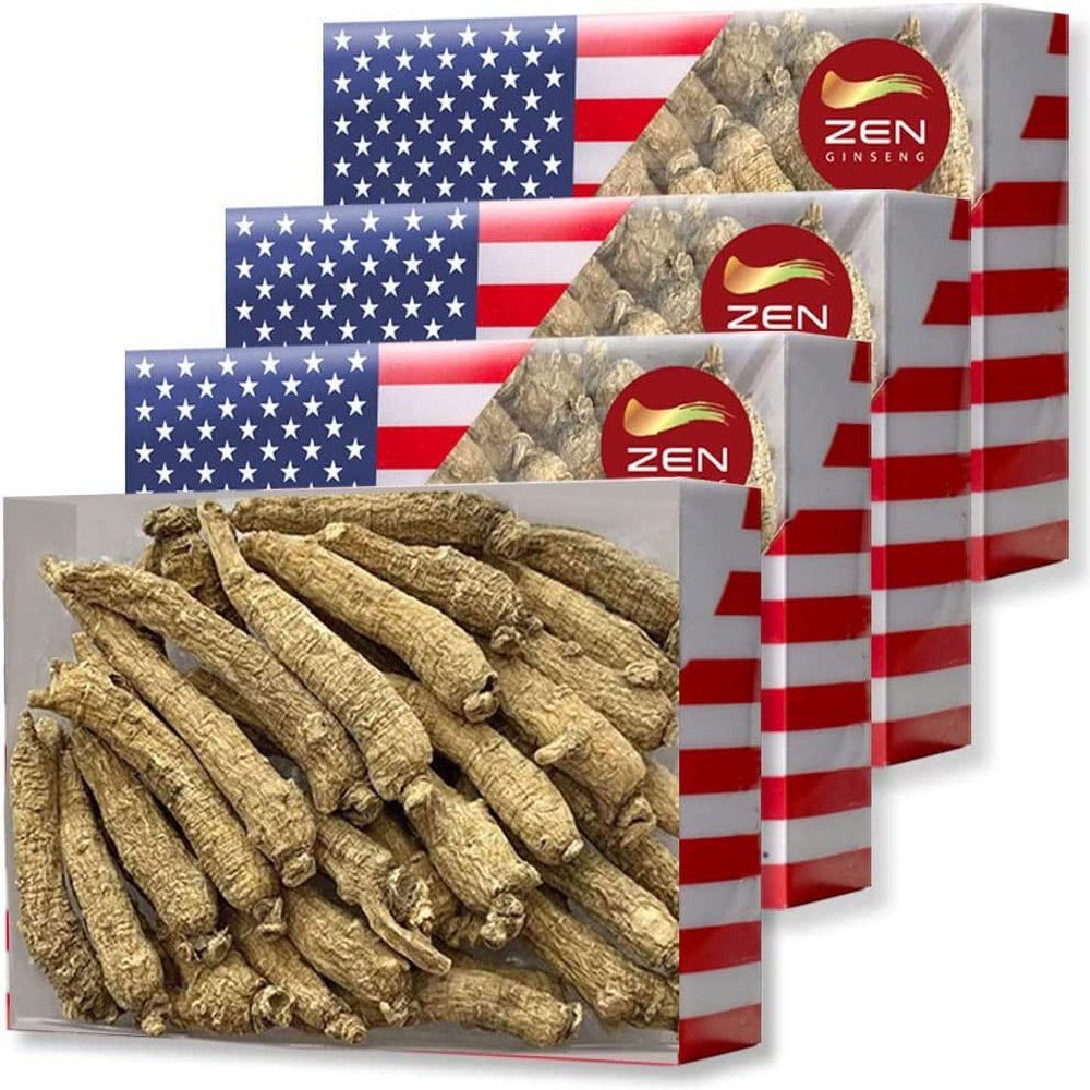 4 Packs of Hand Selected Small Tail American Ginseng Root 4Oz/Box (4 Boxes) / Panax Ginseng