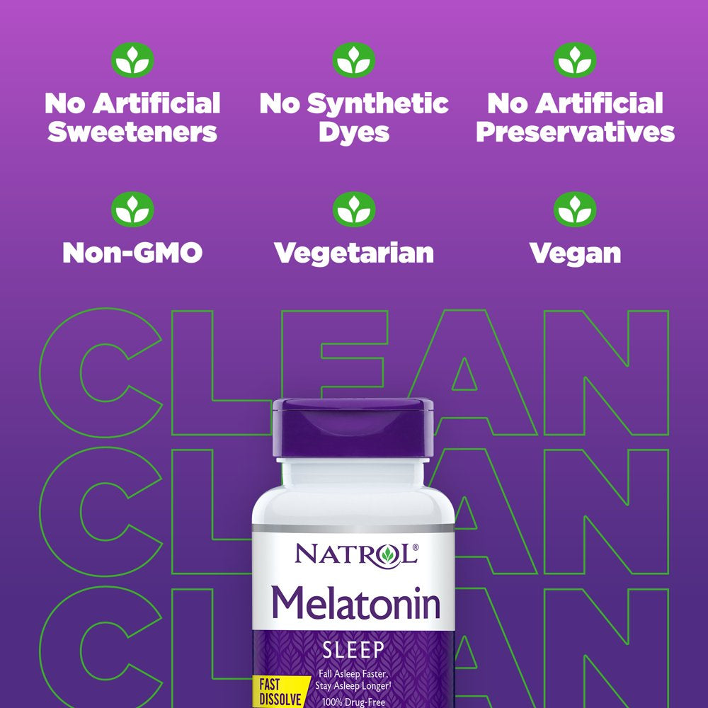 Natrol Melatonin Fast Dissolve Sleep Aid Tablets, Strawberry, Drug-Free, 3Mg, 90 Count