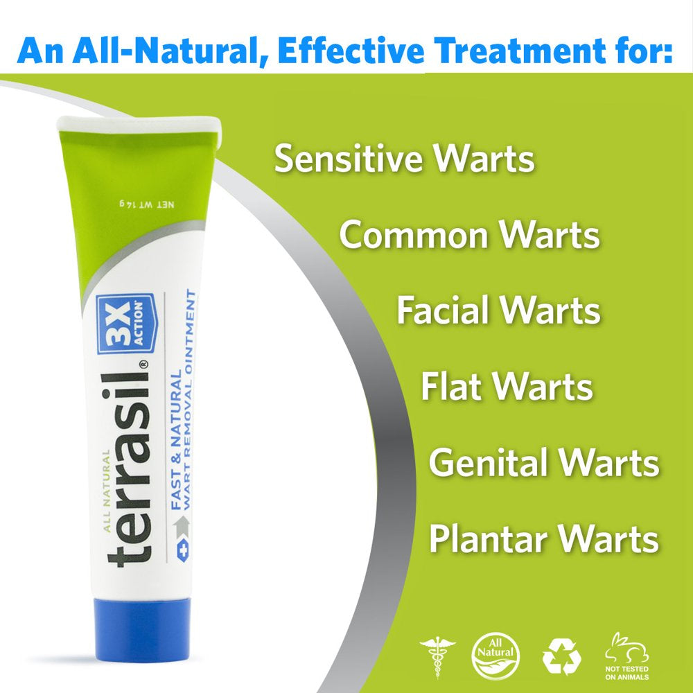 Wart Remover by Terrasil® with All-Natural Activated Minerals® Safely and Gently Removes Warts from Facial and Genital Area Acid-Free without Burning 3X Action (14Gm Tube Size)