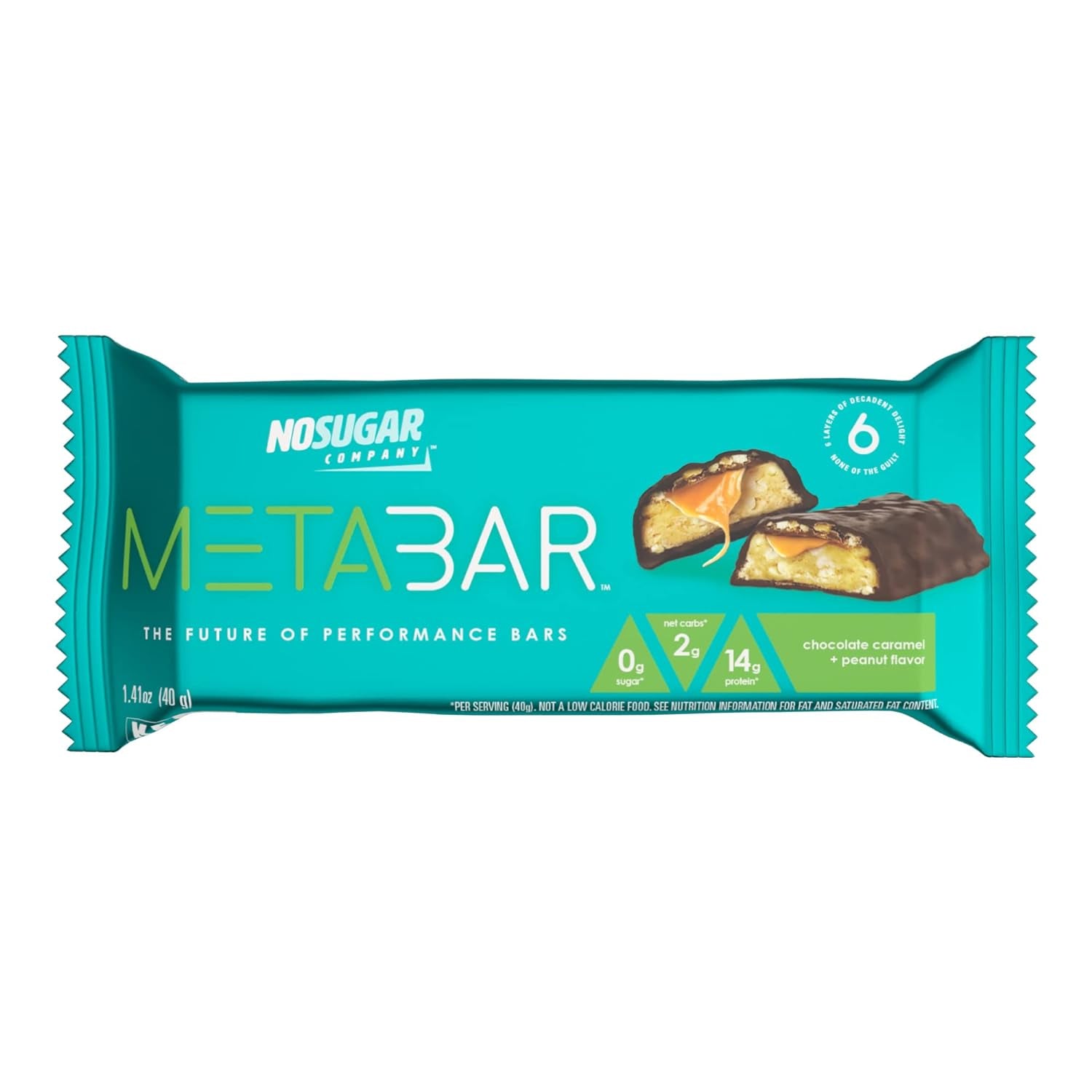 *NEW* No Sugar META BAR - High Protein Energy Bars, 0G Sugar, 14G Protein, Low Net Carb, Chocolate Caramel & Peanut - Grab & Go Protein Snack Bars with Six Layers of Decedent Delight - Gluten Free, Keto Friendly (Chocolate Caramel & Peanut, 12 Bars)