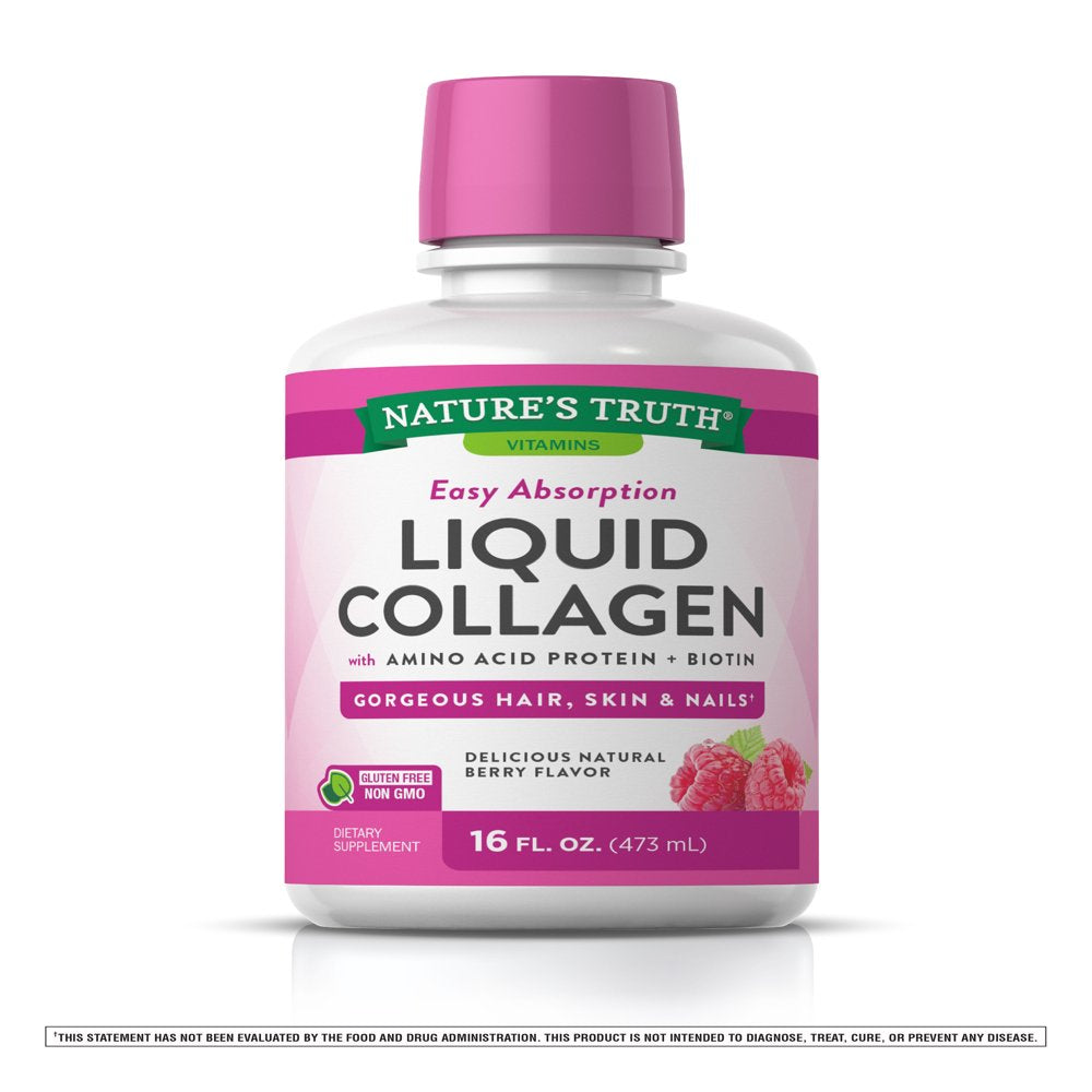 Nature'S Truth Liquid Collagen | 16 Oz | Non-Gmo, Gluten Free Supplement | Natural Berry Flavor | Collagen Peptide Formula for Women and Men