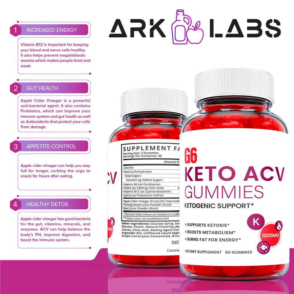 (3 Pack) G6 Keto ACV Gummies - Supplement for Weight Loss - Energy & Focus Boosting Dietary Supplements for Weight Management & Metabolism - Fat Burn - 180 Gummies