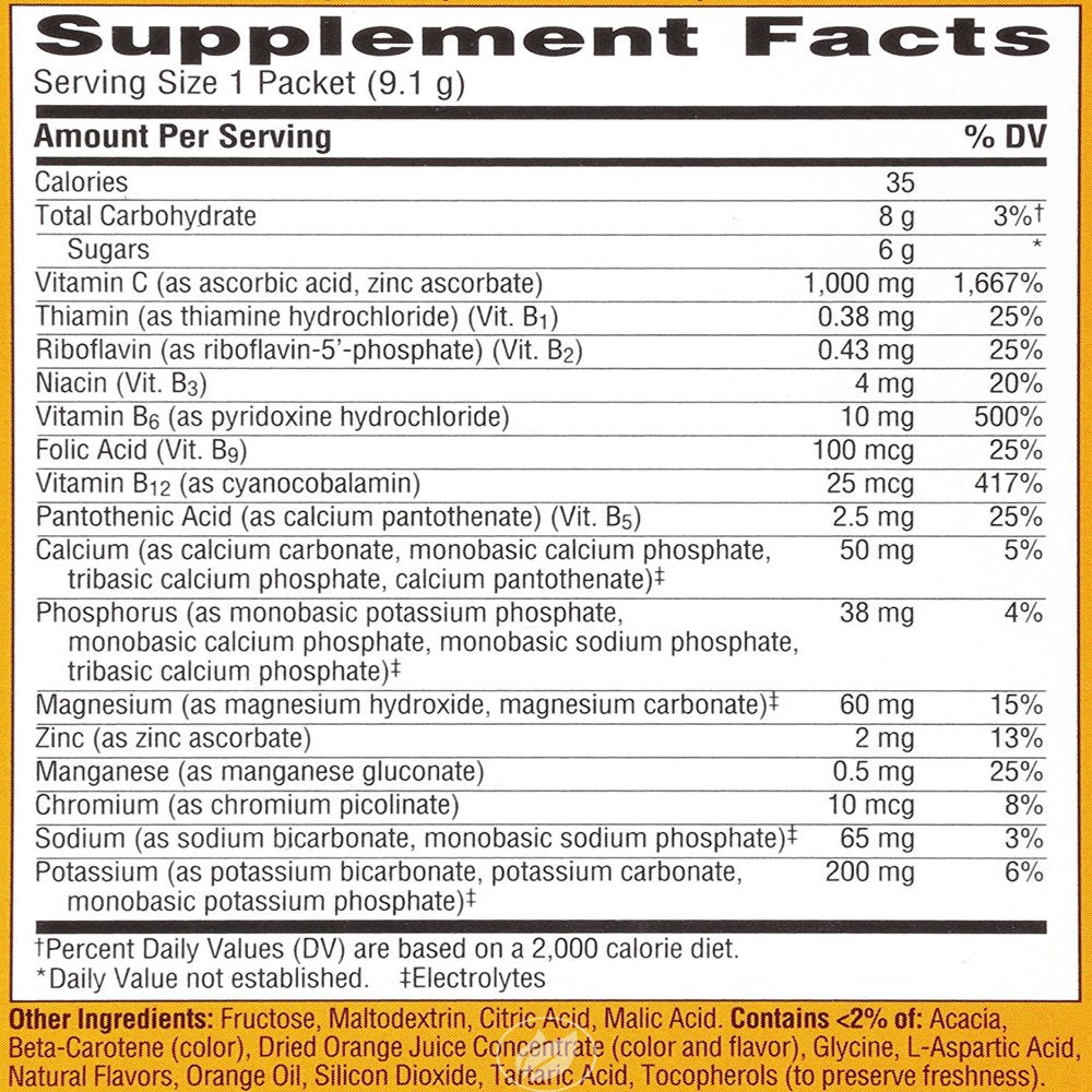 Emergen-C Vitamin C Drink Mix Supeer Orange 10 Pkts by Alacer, Pack of 2