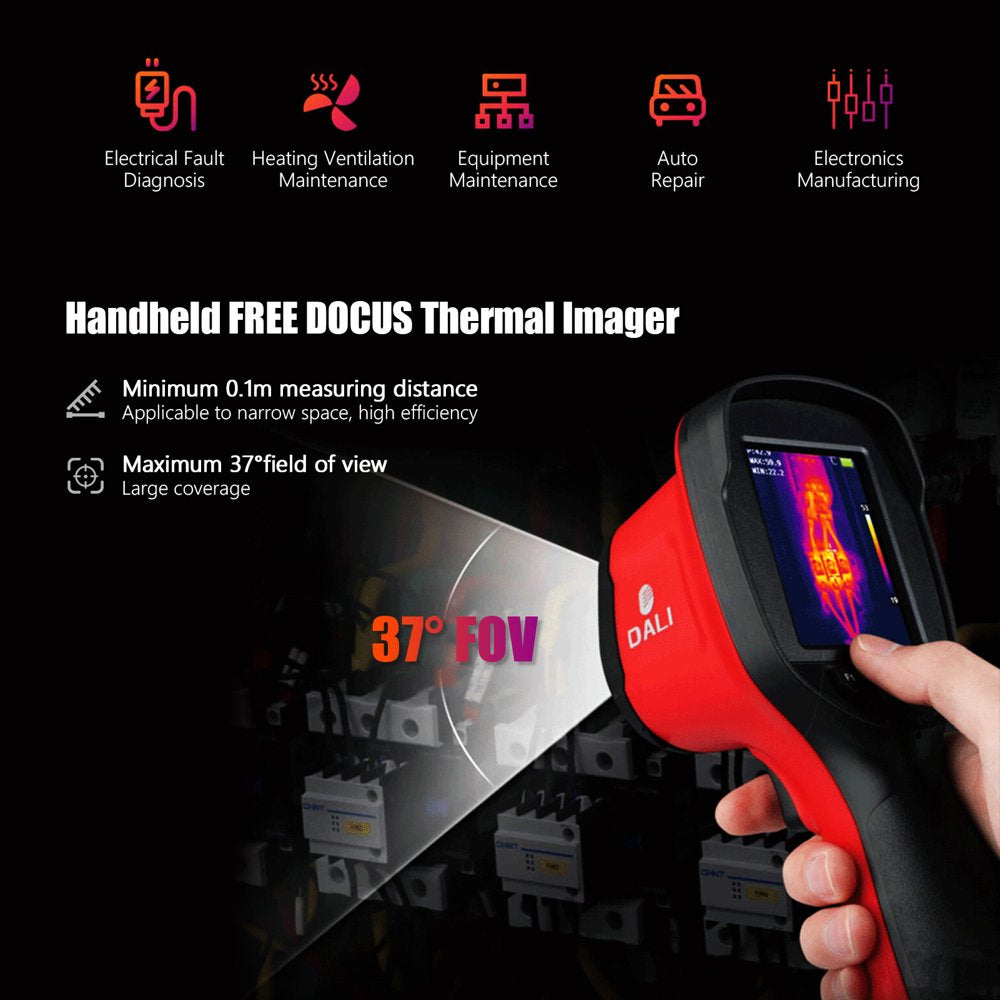 Walmeck DALI Professional IR Thermal Imager 160X120 Infrared Thermal Imaging Camera 3.2-Inch LCD Screen Rechargeable Handheld Temperature Auto Tracking Free Focus Thermal Imager with 16GB Memory, 4