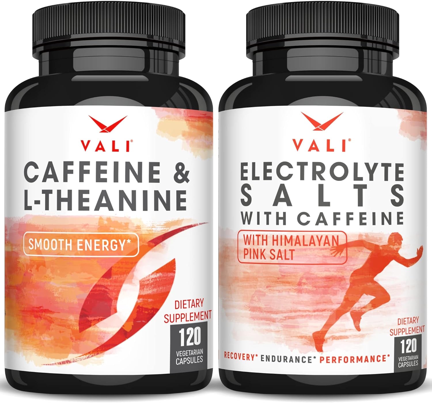 VALI Electrolyte Salts with Caffeine Caffeine & L-Theanine Bundle - Rapid Oral Rehydration for Hydration Fluid Recovery & Energy and Smart Smooth Focused Energy Cognitive Nootropic Supplement