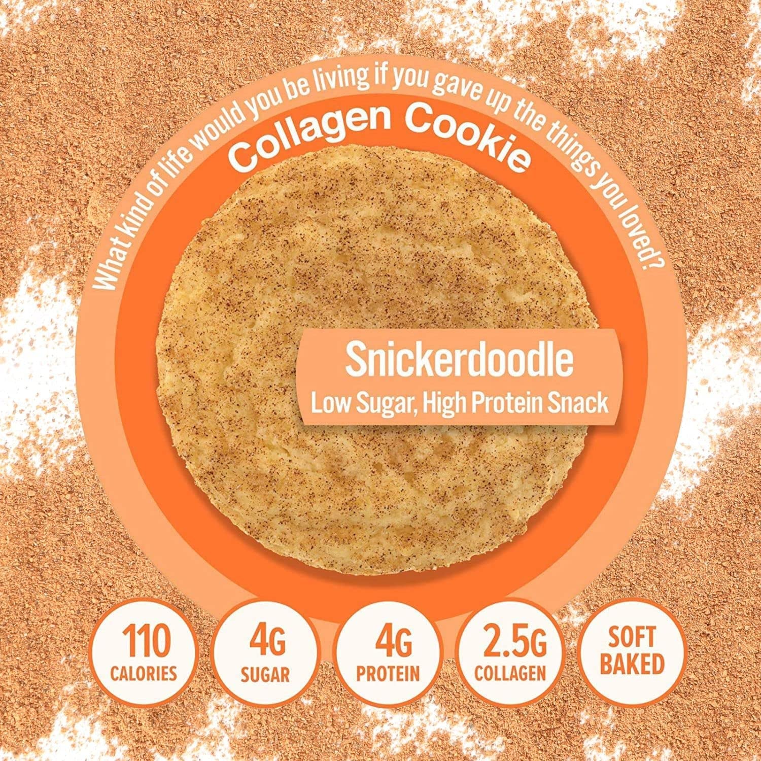 321Glo Collagen Cookies | Soft Baked, High Protein Cookies | Low Carb, Low Sugar | Keto Snack for Women, Men, & Kids | 12 Pack (Snickerdoodle)