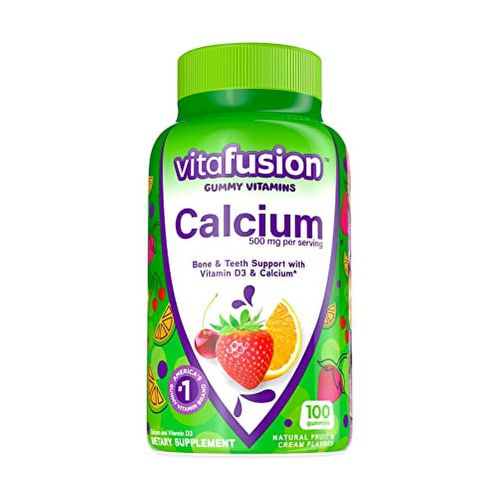 Vitafusion Calcium Gummy Vitamins, Fruit and Cream Flavored Chewable Calcium Vitamins, 100 Count, 3 Pack