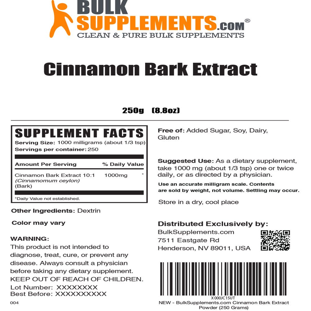 Bulksupplements.Com Cinnamon Bark Extract - Cinnamon Metabolism - Cinnamon Extract - Cinnamon Powder (250 Grams - 8.8 Oz)