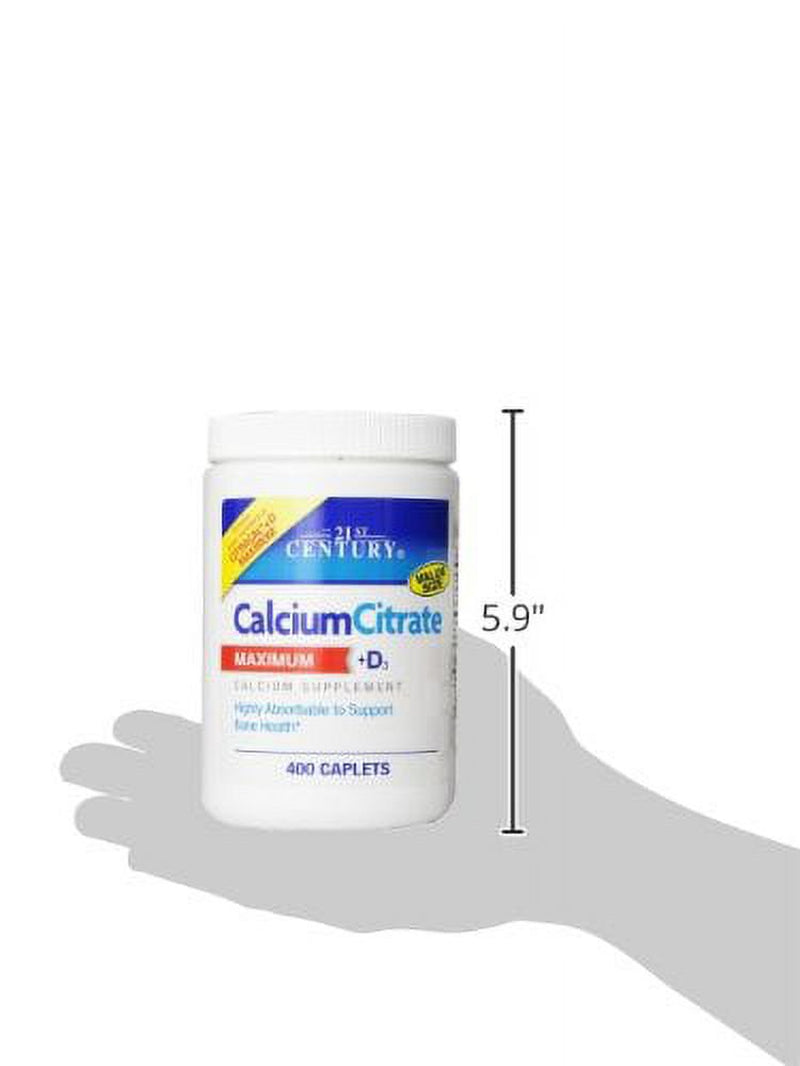 21St Century Calcium Citrate plus D3 Maximum Tablets, 400 Count