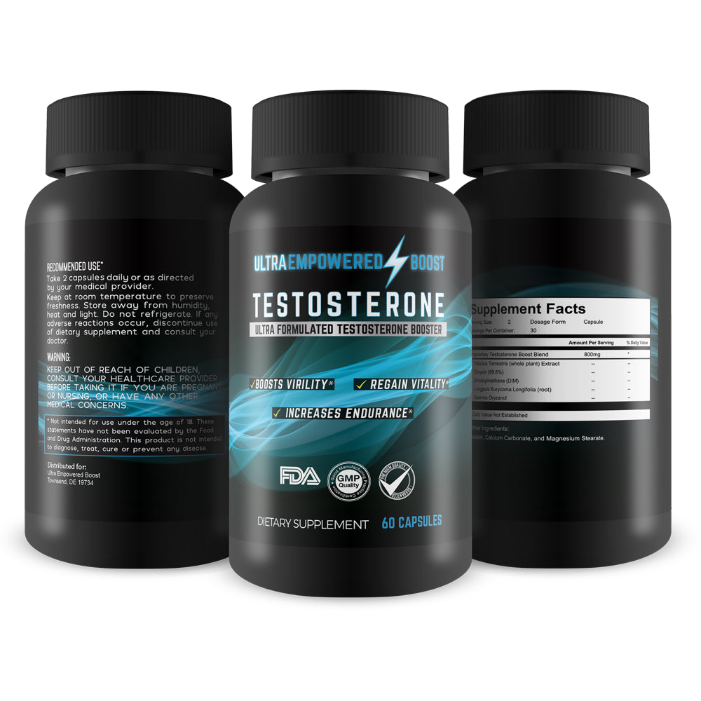 Ultra Empowered Boost - Testosterone Booster for Men - Powerful Fast Acting & Natural Formula - Support Improved Muscle Growth, Energy, Vigor, and Stamina - 30 Servings