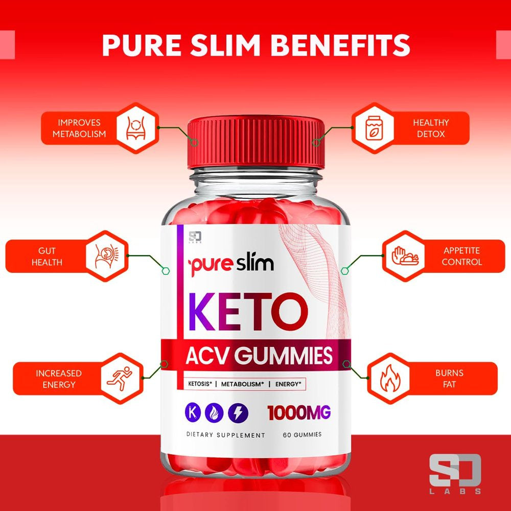 (2 Pack) Pure Slim Keto ACV Gummies - Apple Cider Vinegar Supplement for Weight Loss - Energy & Focus Boosting Dietary Supplements for Weight Management & Metabolism - Fat Burn - 120 Gummies