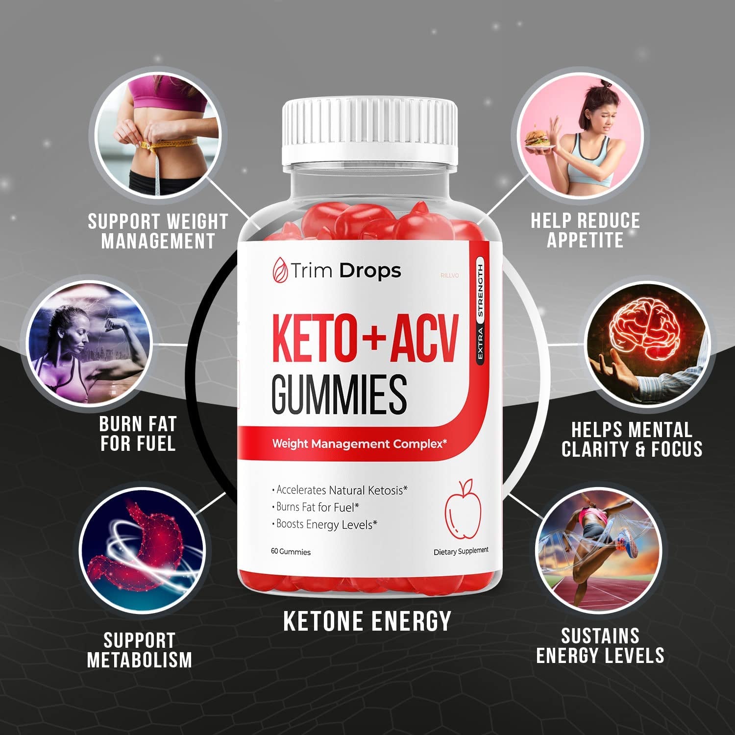 (5 Pack) Trim Drops Keto ACV Gummies Trim Drops Apple Cider Vinegar Keto Gummies Advanced Formula (300 Gummies)