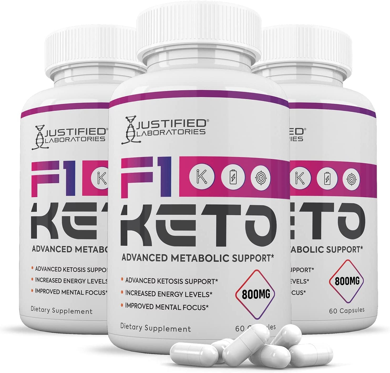 (3 Pack) F1 Keto Pills 800MG Includes Gobhb Exogenous Ketones Advanced Ketosis Support for Men Women 180 Capsules