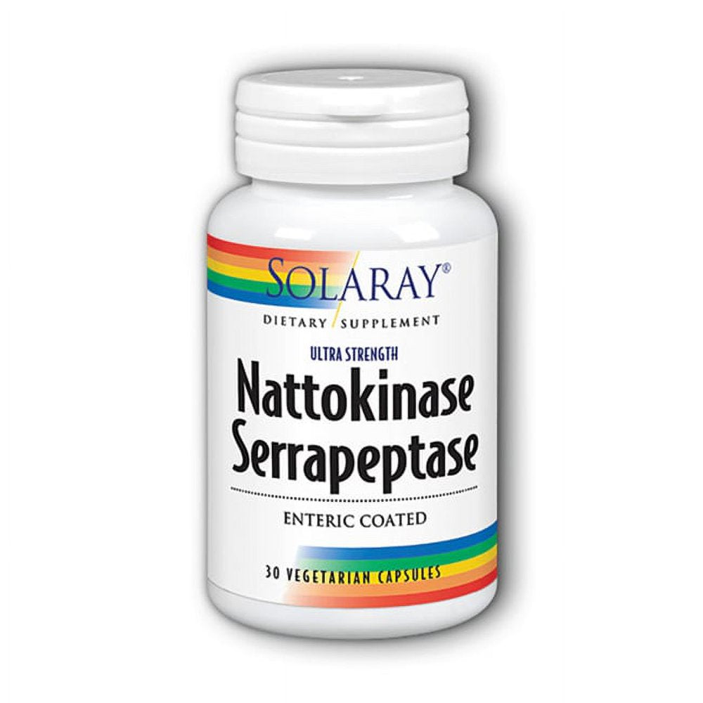 Solaray Nattokinase & Serrapeptase Supplement | 3,000 FU | Healthy Circulation, Blood Flow Support | 30 Vegcaps