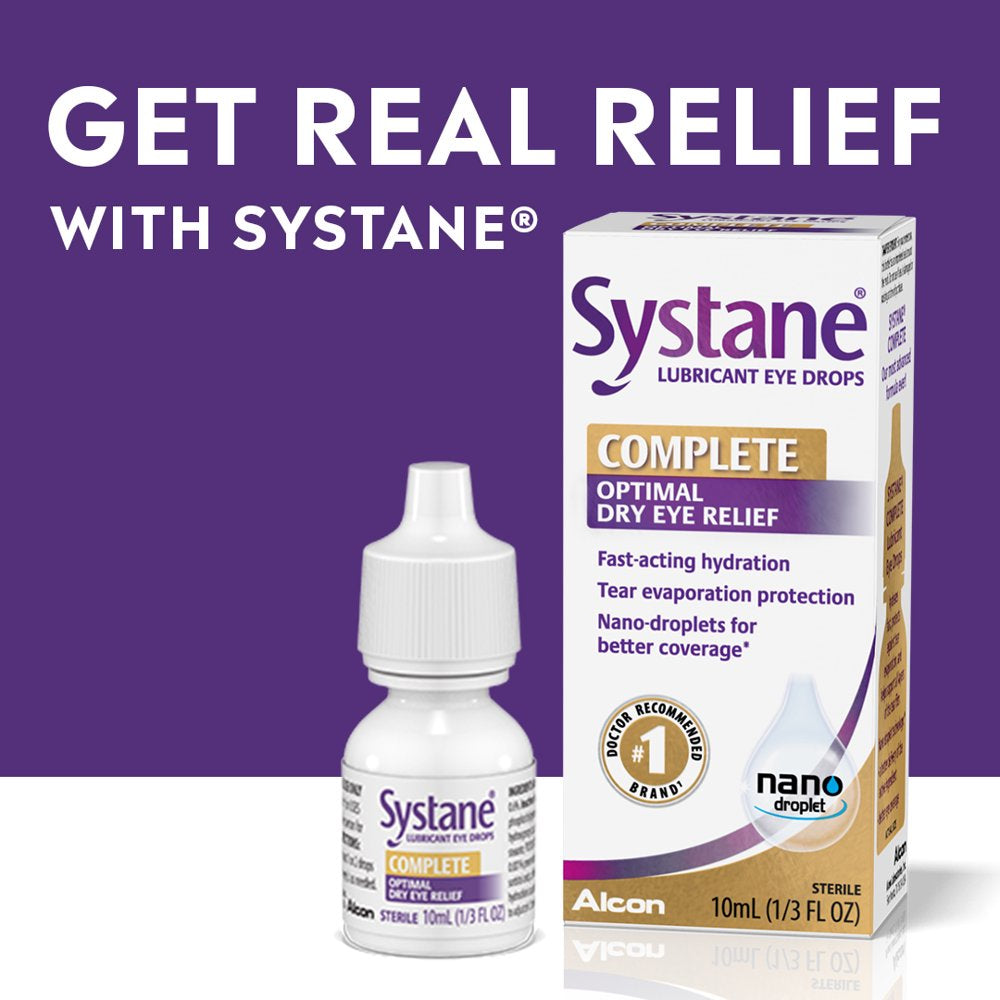 Systane Complete Dry Eye Care Symptom Relief Eye Drops, Artificial Tears, Twin Pack