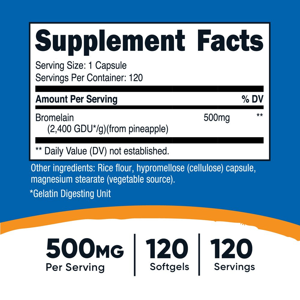 Nutricost Bromelain Supplement 500Mg, 120 Vegetarian Capsules