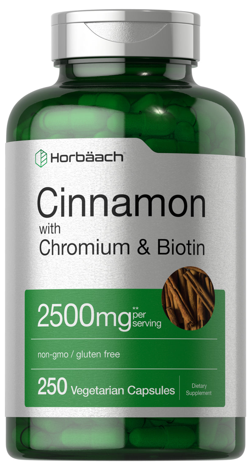 Cinnamon with Chromium & Biotin | 250 Vegetarian Capsules | by Horbaach