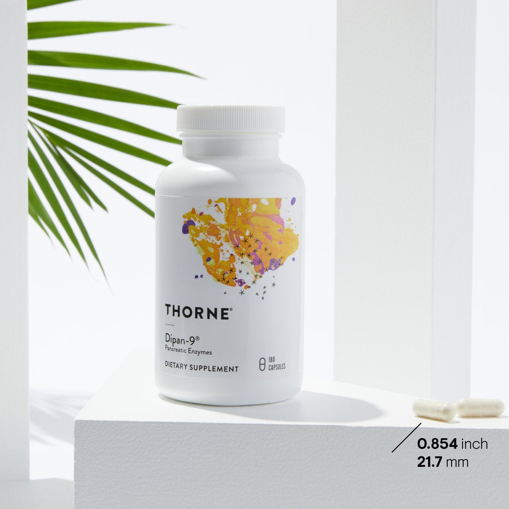 Thorne Pancreatic Enzymes (Formerly Dipan-9), Pancreatic Enzymes for Digestive Support and Nutrient Absorption, 180 Capsules, 90 Servings