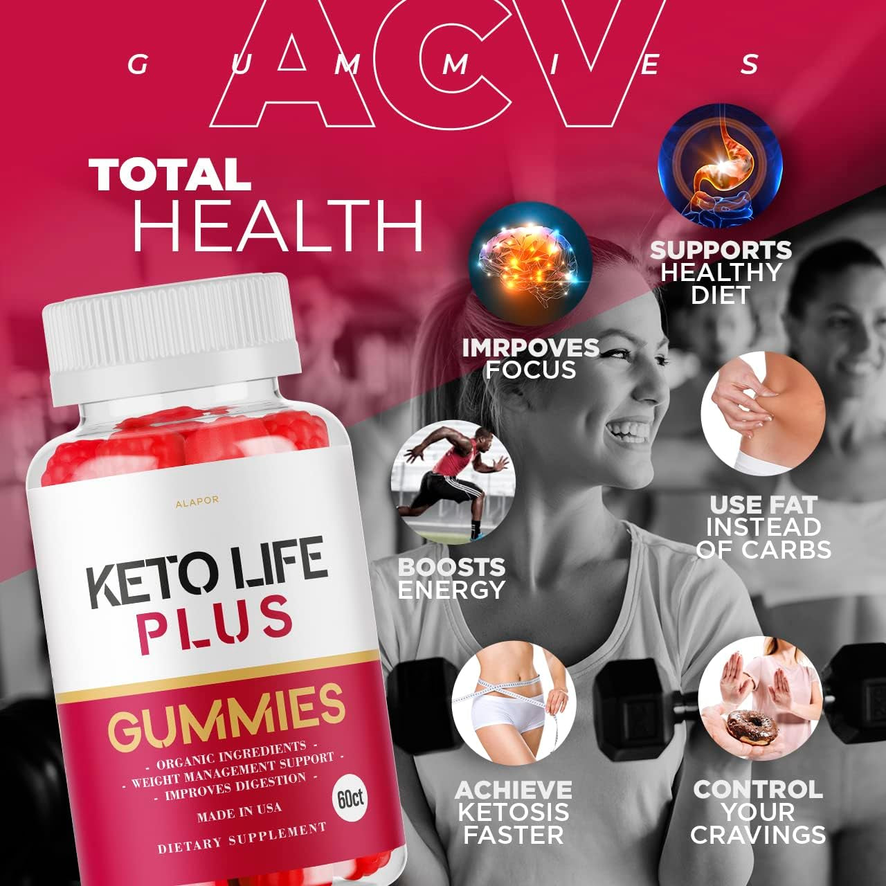 (3 Pack) Keto Life plus - New Advance Formula Apple Cider Vinegar Life plus Gummies, Ketolife plus Gummy, Life Gummys Reviews 90 Days Supply.