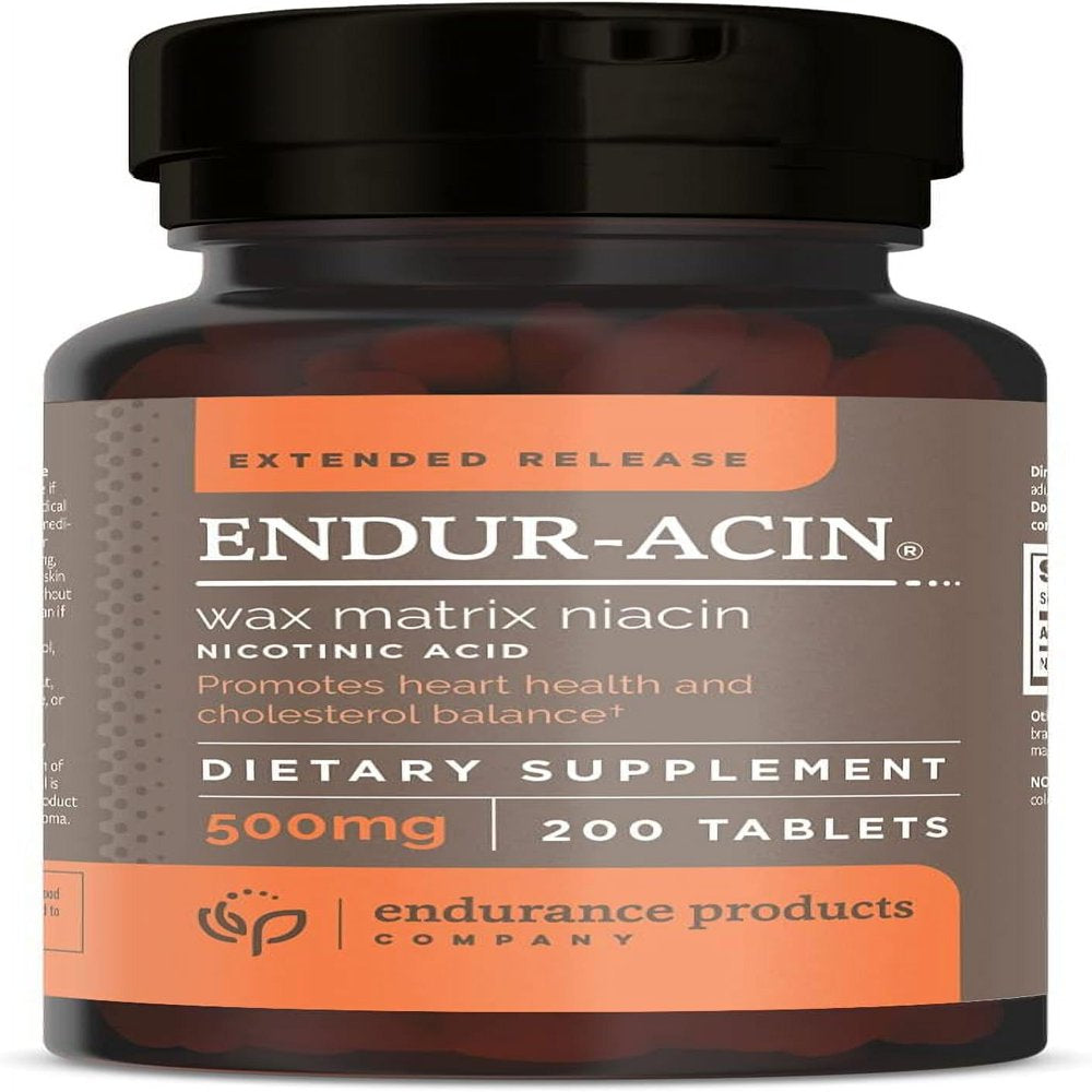 ENDUR-ACIN Niacin - Vitamin B3 Niacin 500Mg Extended Release & Low-Flush, 200 Tablets - Supports Cholesterol Balance & Heart Health - Endurance Products