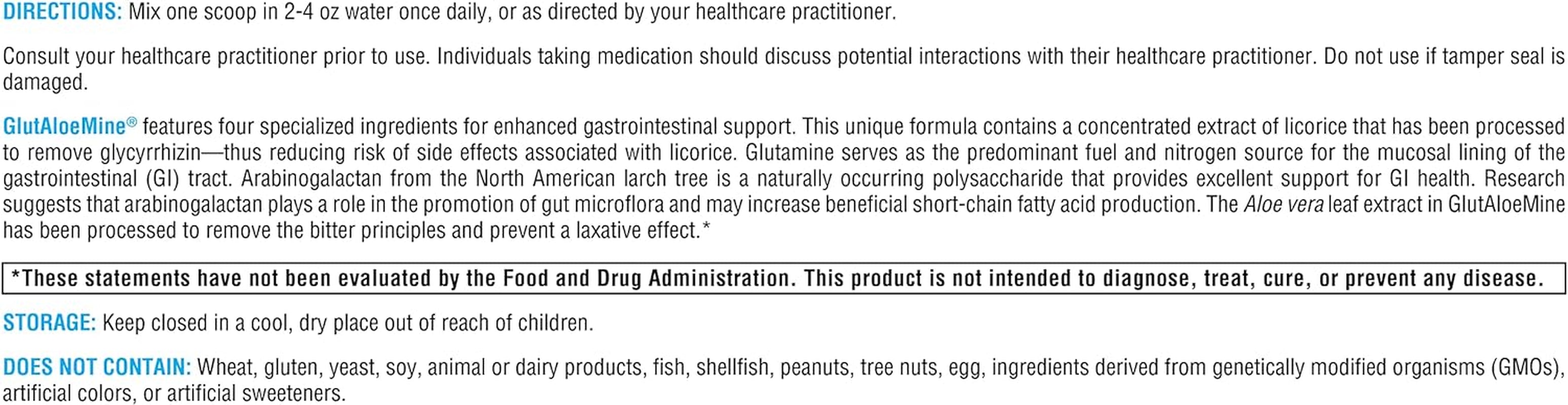 XYMOGEN Glutaloemine Powder - Supports Gut Health - 3000 Mg L Glutamine Powder with DGL Deglycyrrhizinated Licorice, Aloe Vera Extract, Arabinogalactan for GI Health (12.28 Oz)