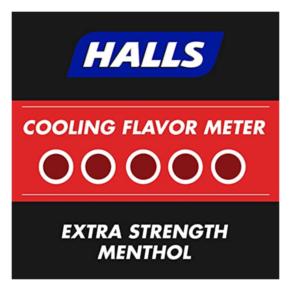 Halls Relief Max Strength Extra Strong Menthol Throat Drops, Frozen Cherry Flavor, 3 Packs of 20 Drops (60 Total Drops)