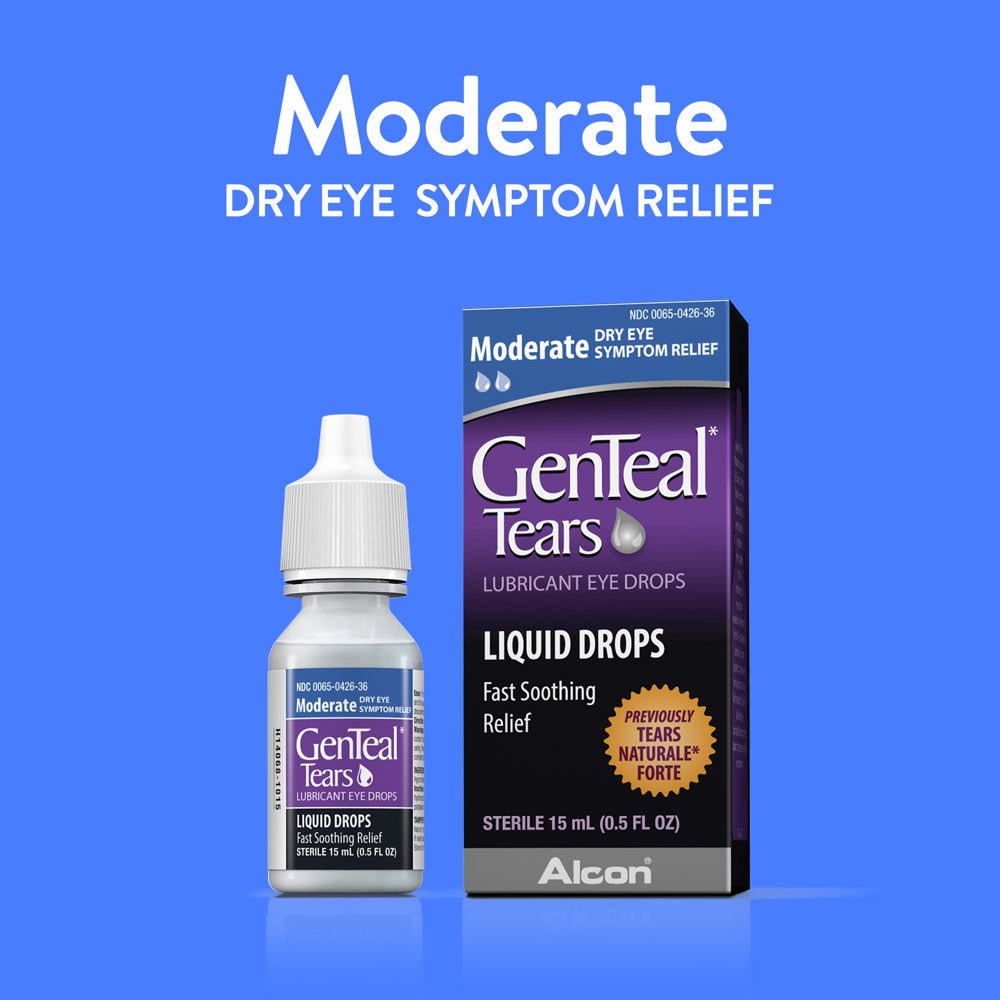 Genteal Tears Moderate Lubricant Eye Drops for Dry Eye Symptom Relief, 15Ml