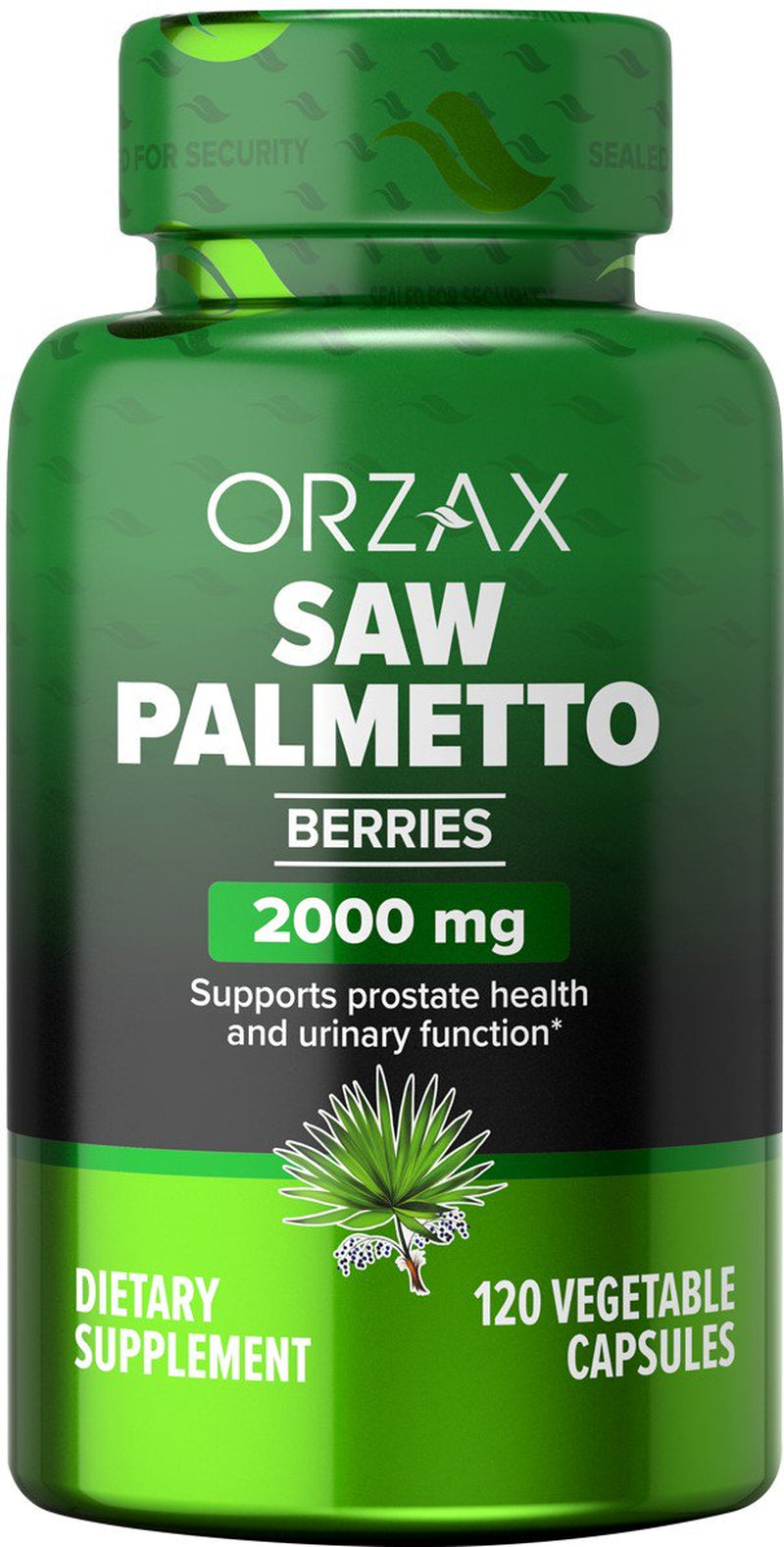 ORZAX Saw Palmetto 2000 Mg, Support Urinary Functions and Prostate Health, 120 Vegatable Capsules