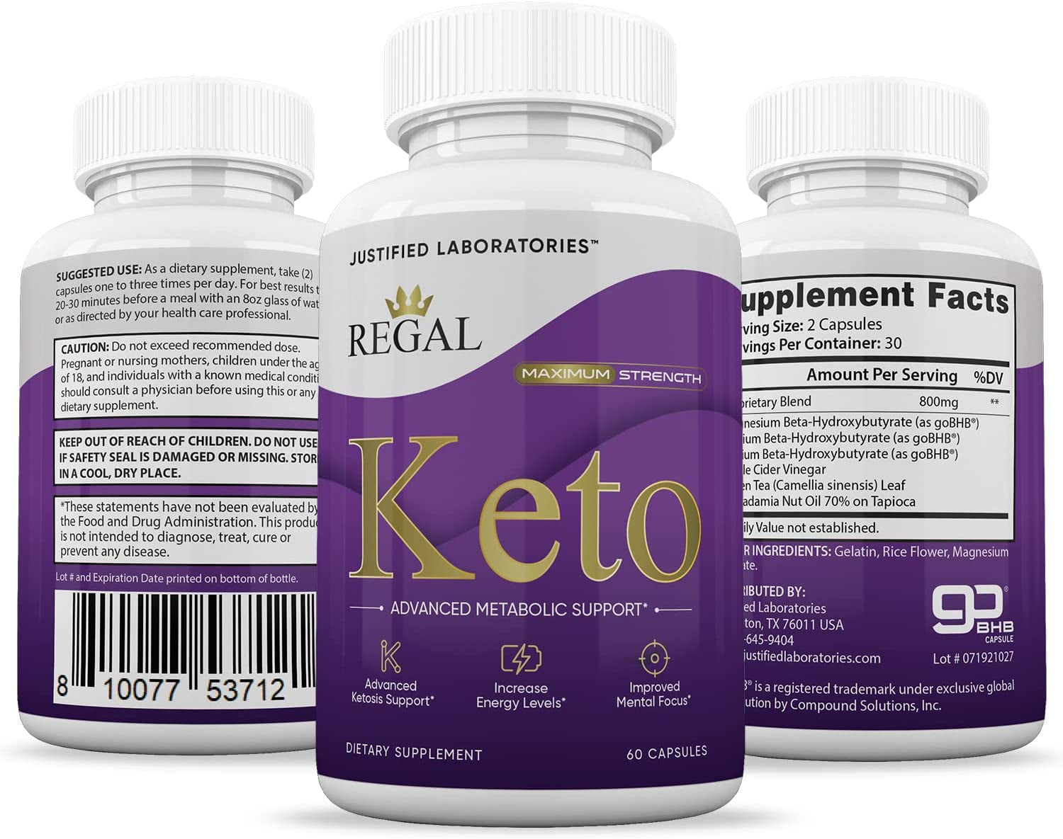 (2 Pack) Regal Keto Pills 800MG Includes Apple Cider Vinegar Gobhb Exogenous Ketones Advanced Ketosis Support for Men Women 120 Capsules