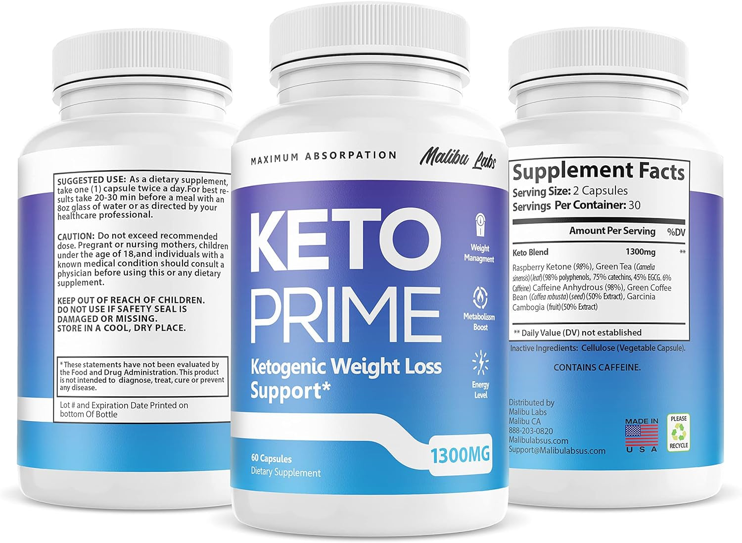 (Official) Keto Prime, Advanced Ketogenic Pill Shark Formula 1300Mg, Ketoprime, Made in the USA, (3 Pack), 90 Day Supply Tank