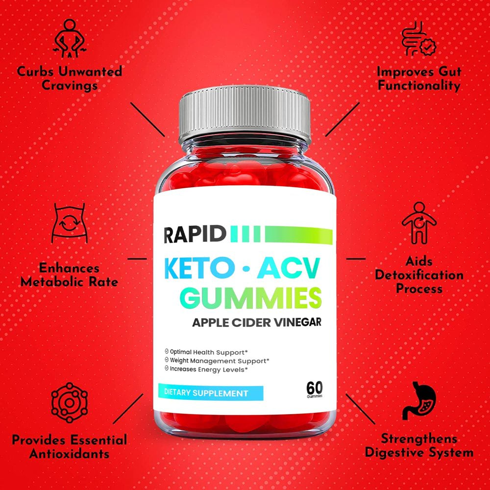 (3 Pack) Rapid Keto ACV Gummies - Supplement for Weight Loss - Energy & Focus Boosting Dietary Supplements for Weight Management & Metabolism - Fat Burn - 180 Gummies