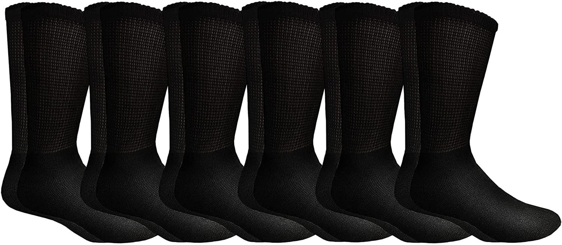 6 Pair of Excell Ladies Diabetic Neuropathy Socks, Sock Size 9-11 (Black)