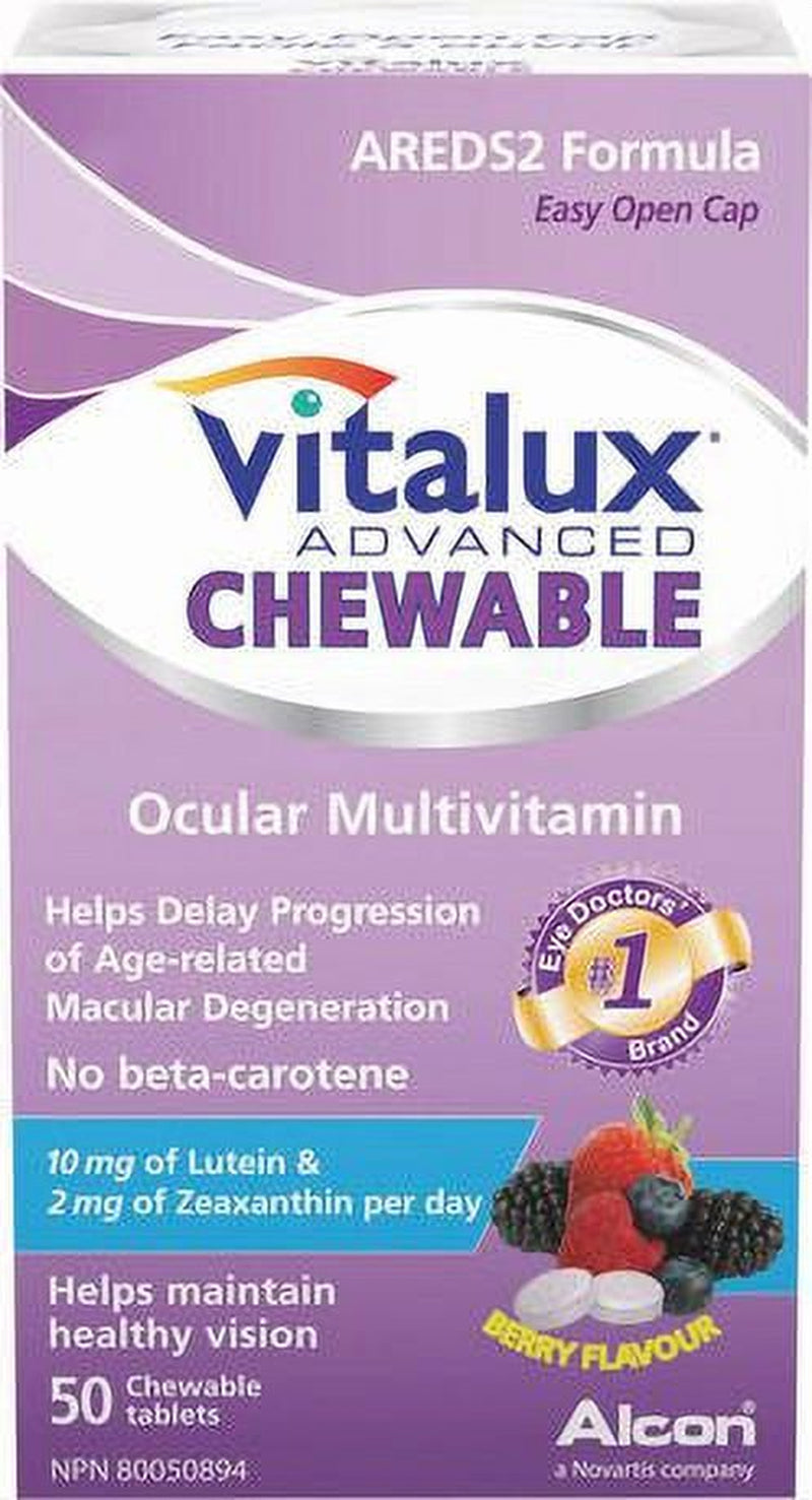 Vitalux Advanced, Chewable Ocular Multivitamin, 50 Chewable Tablets, {Imported from Canada}