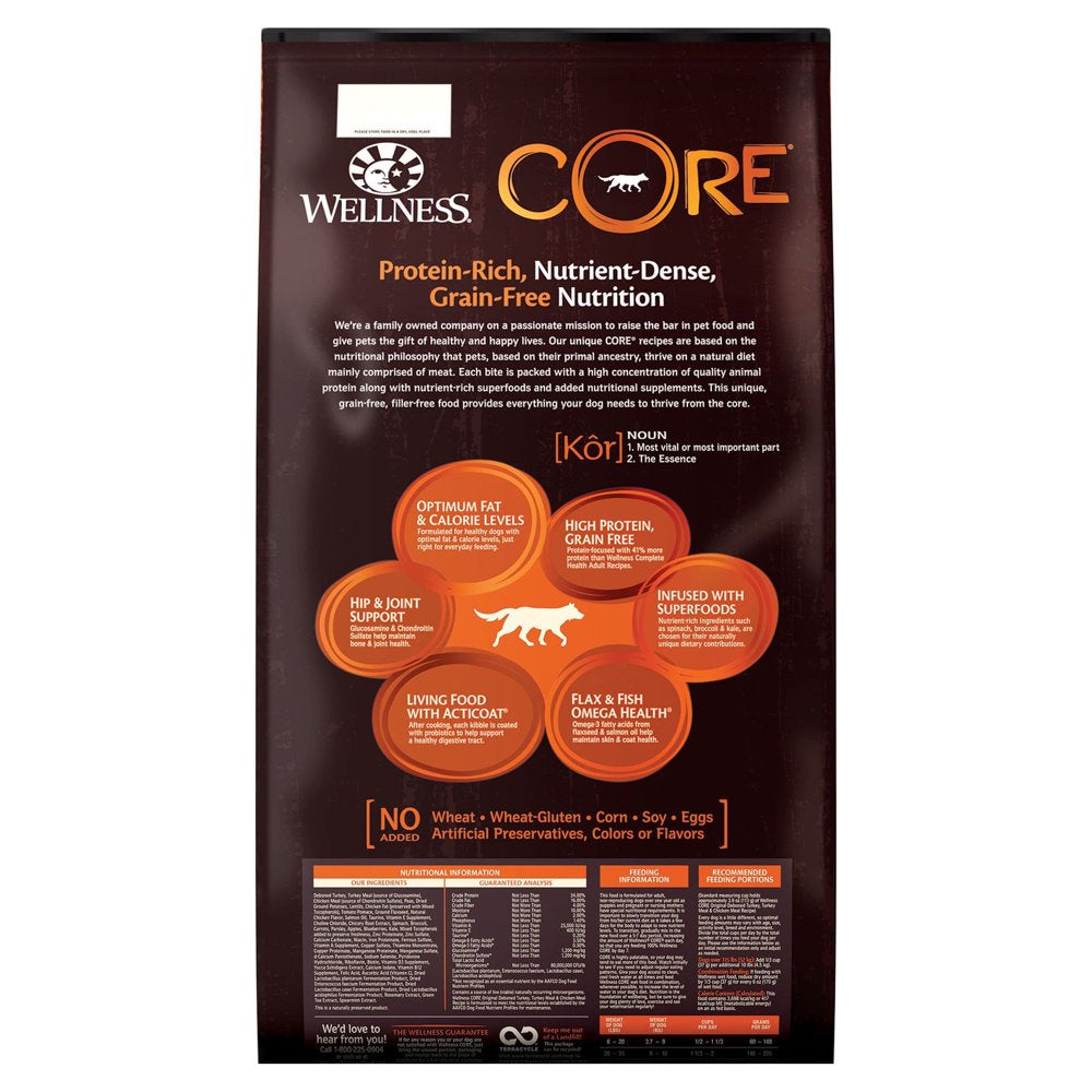 Wellness CORE Natural Grain Free Dry Dog Food, Original Turkey & Chicken, 26-Pound Bag