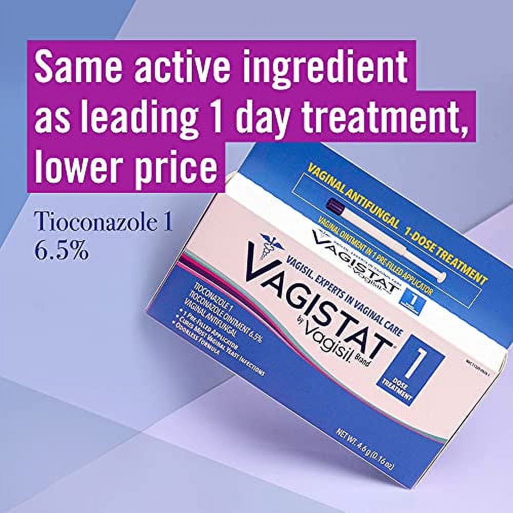 Vagistat 1 Day Single-Dose Yeast Infection Treatment for Women, Antifungal Ointment Helps Relieve External Itching and Irritation, 1 Pre-Filled No Touch Vaginal Applicator, by Vagisil