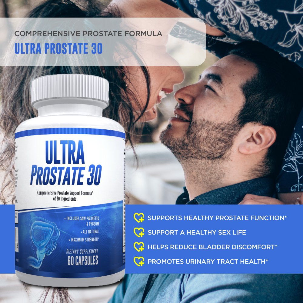 Ultra Prostate 30 – Comprehensive All Natural Prostate Support Formula for Men – Saw Palmetto, Pygeum, Plant Sterol Complex & 27 More – 1 Month