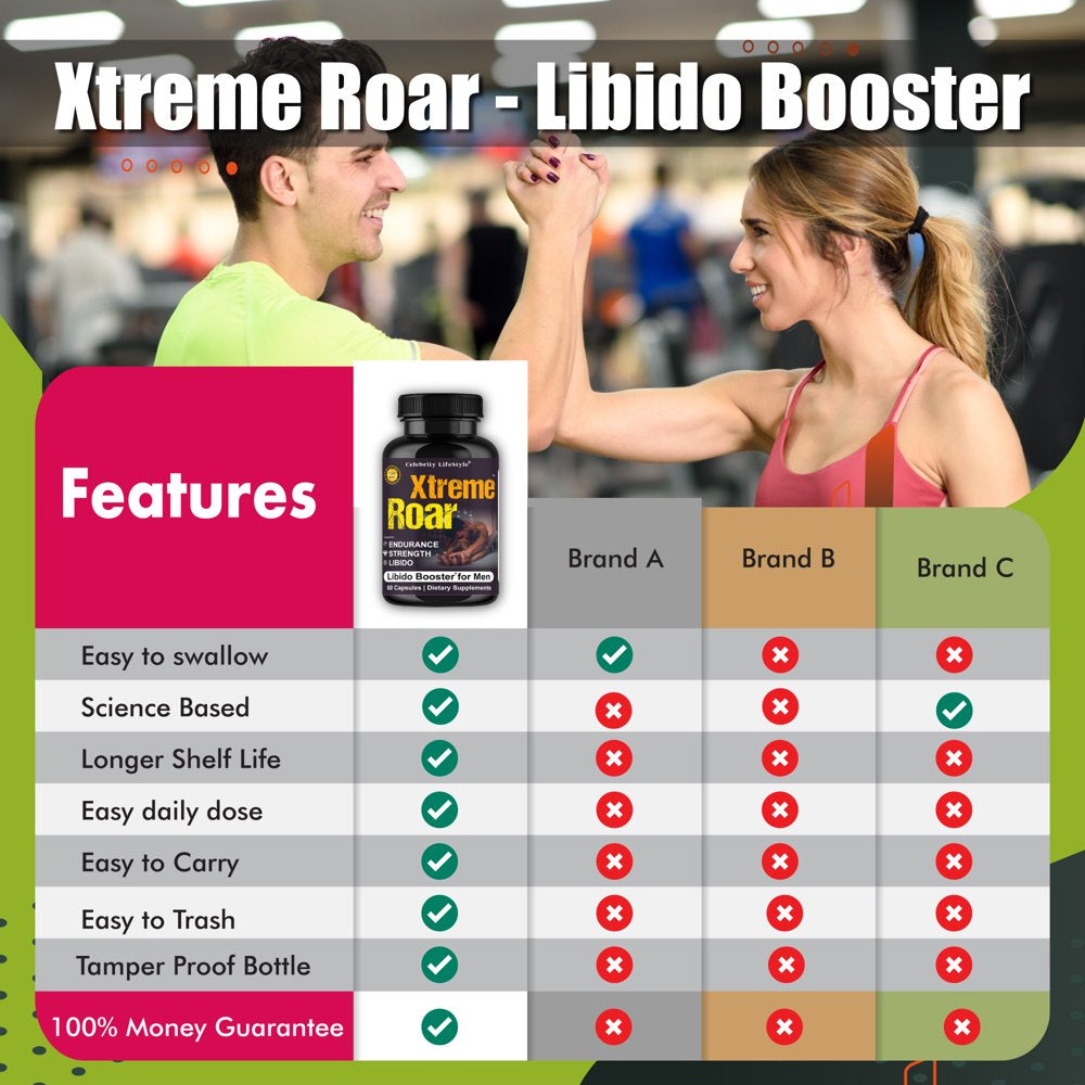 Xtreme Roar Testosterone Booster Vitamin Supplement, Male Enhancing 60 Capsules