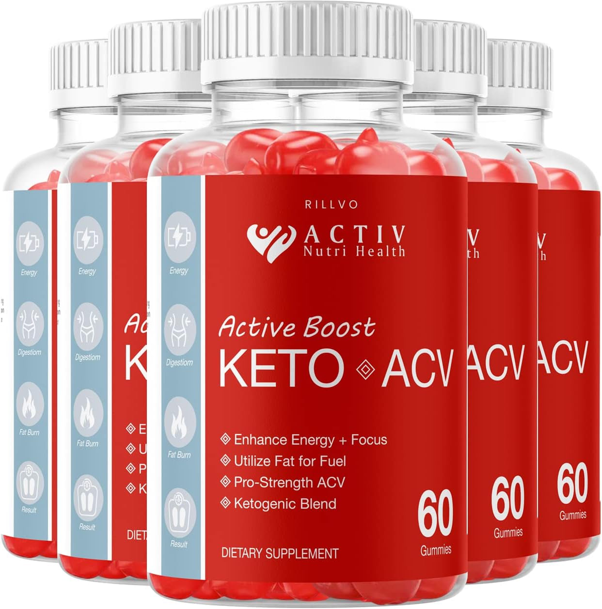 (5 Pack) Activ Boost Keto ACV Gummies - Advanced Formula Active Boost Keto Gummies with Apple Cider Vinegar (300 Gummies)