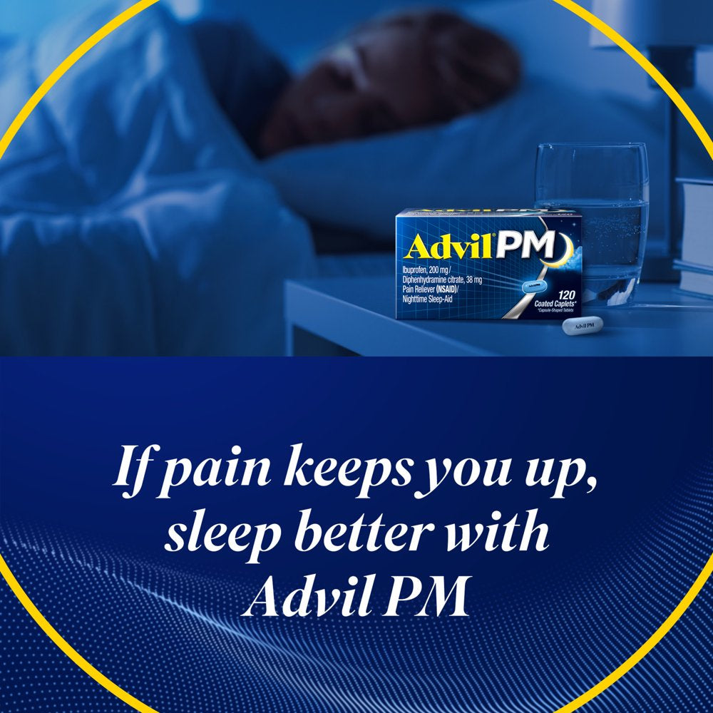 Advil PM Ibuprofen Sleep Aid Pain and Headache Reliever, 200 Mg Coated Caplets, 20 Count