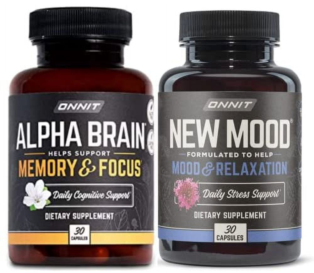 Onnit Alpha Brain - New Mood Nootropic Stack | Supports Optimal Cognitive Function and Mood, Combo Pack