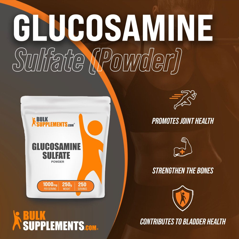 Bulksupplements.Com Glucosamine Sulfate Powder, 1000Mg - Promotes Bone & Joint Health (250G - 250 Servings)