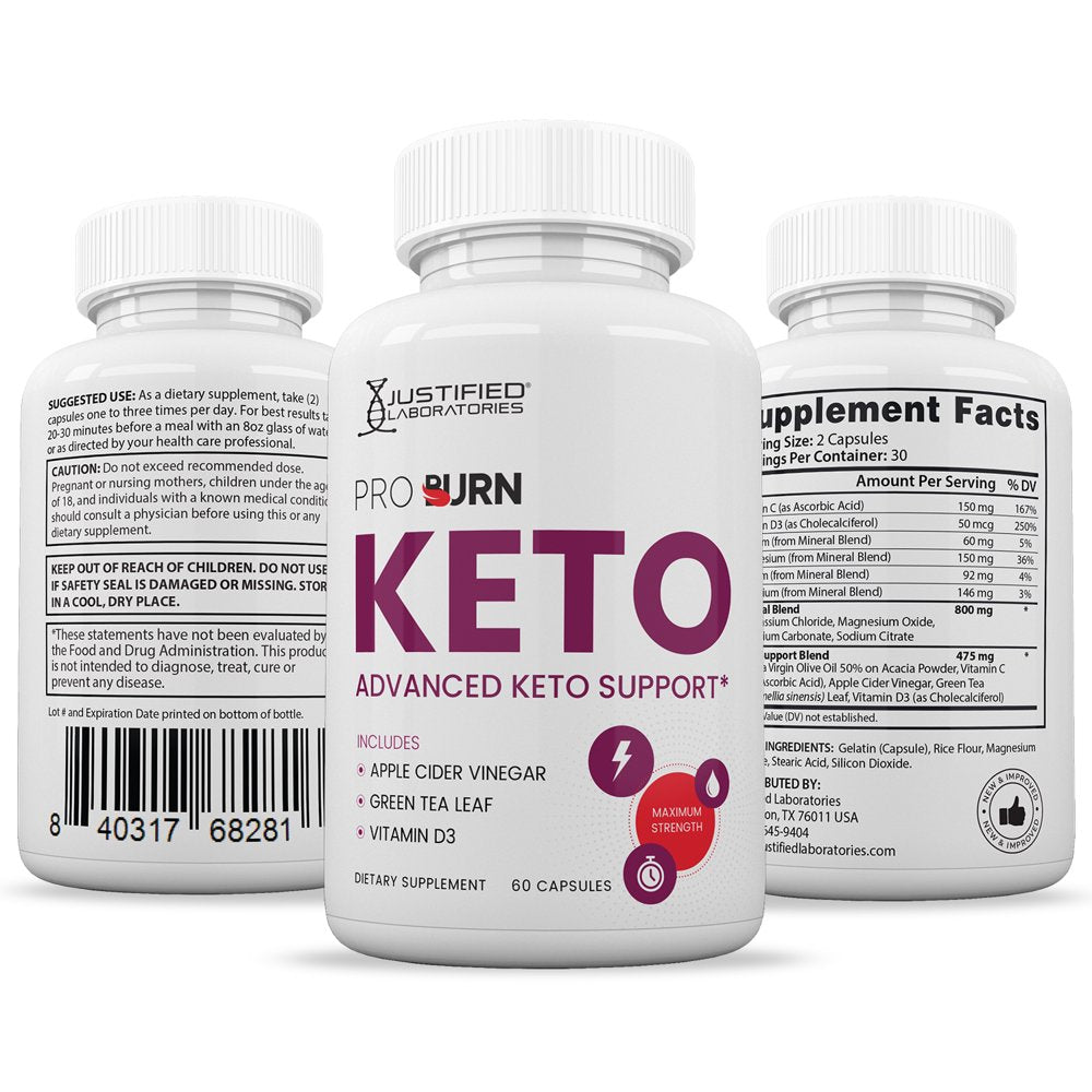 (2 Pack) Pro Burn Keto ACV Pills 1275Mg Alternative to Gummies Dietary Supplement 120 Capsules