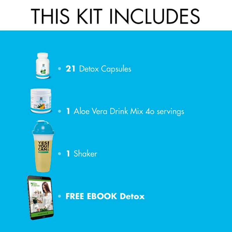 Yes You Can! Detox Kit Bundle - Includes YYC! Capsules, Aloe Vera Drink Mix, and Water Bottle, Body Cleanse Kit, Daily Cleanse and Proper Hydration with Vitamins - (Pineapple)