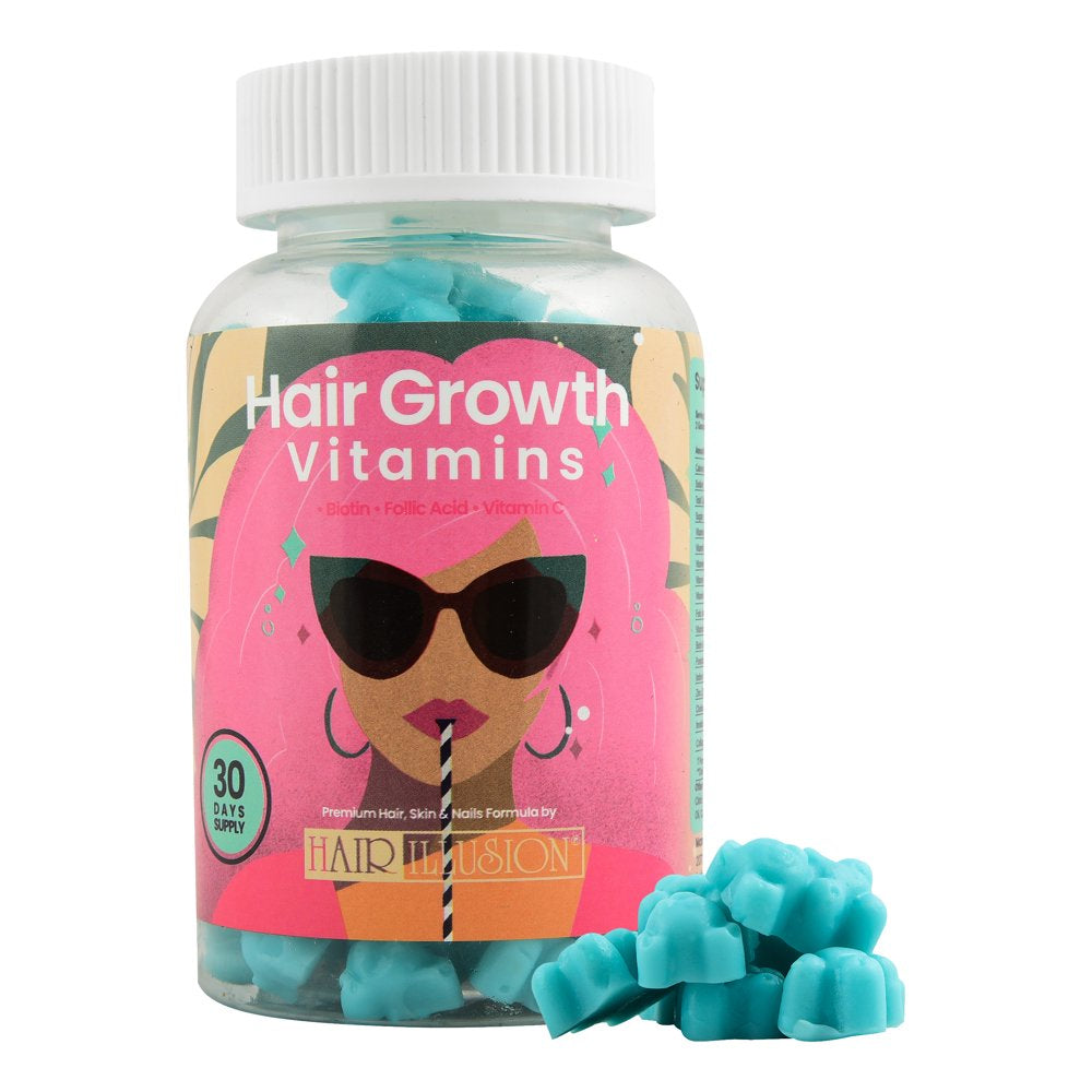 Hair Illusion - Biotin, Hair Growth Vitamin Gummy 10000Mcg (Highest Potency) for Healthy Hair, Skin & Nails Vitamins for Women, Men & Kids - Vegan, Non-Gmo, Supplement Vitamin A, B-12, D, Folic Acid
