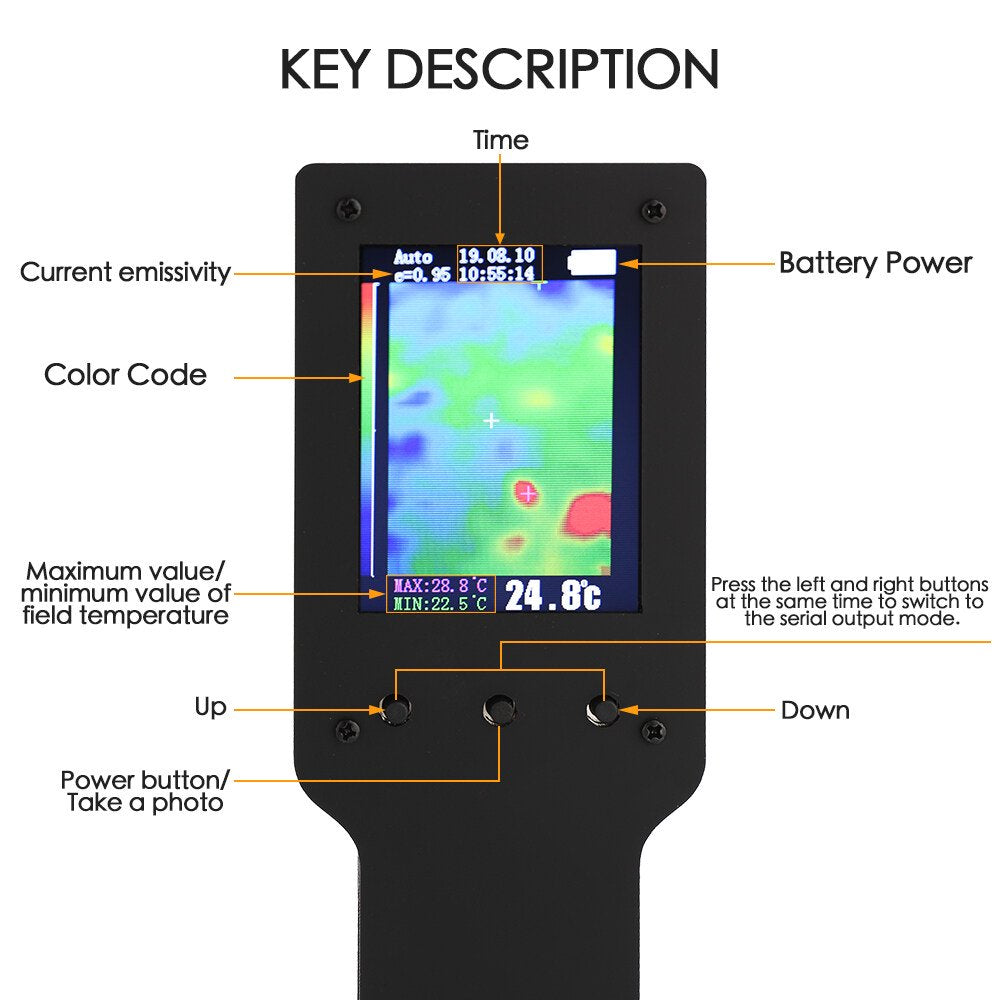 Simple Handheld Thermal Imaging Camera Digital LCD Display Screen Thermometer Measurement Instrument Multipurpose Detection Tool 2.4 Inch